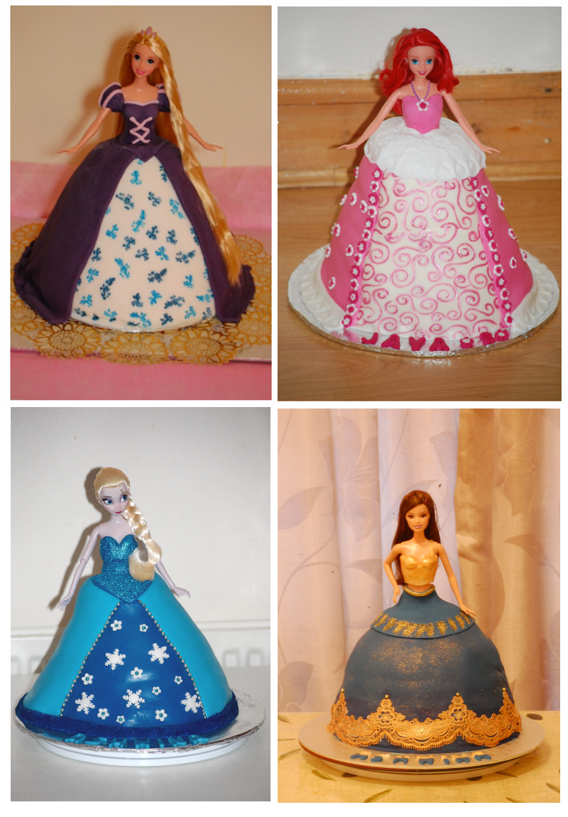 Rapunzel and Ariel Doll Cakes